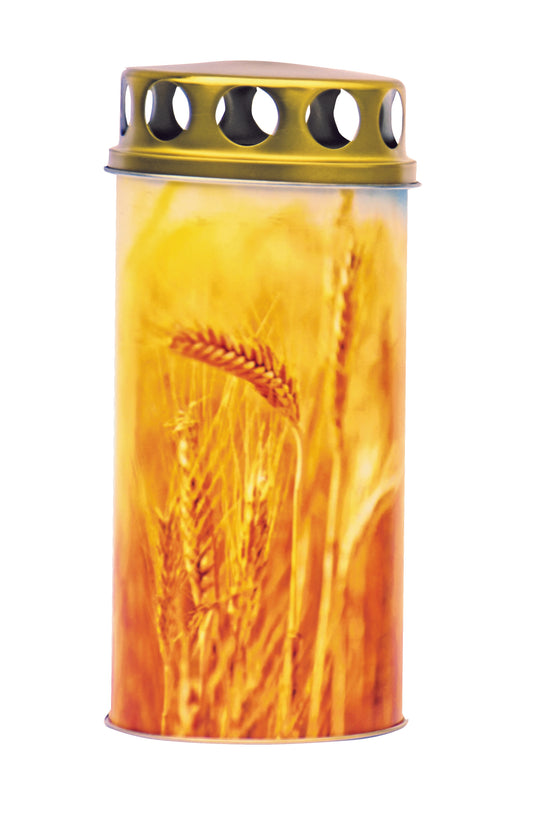 MOTIVKERZE MIT PAPIERHÜLLE KORN